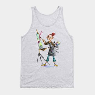 female artist hand drawn watercolor Tank Top